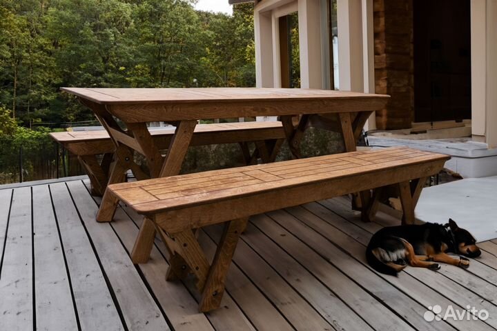 Комплект складной садовой мебели (стол и 2 скамьи)