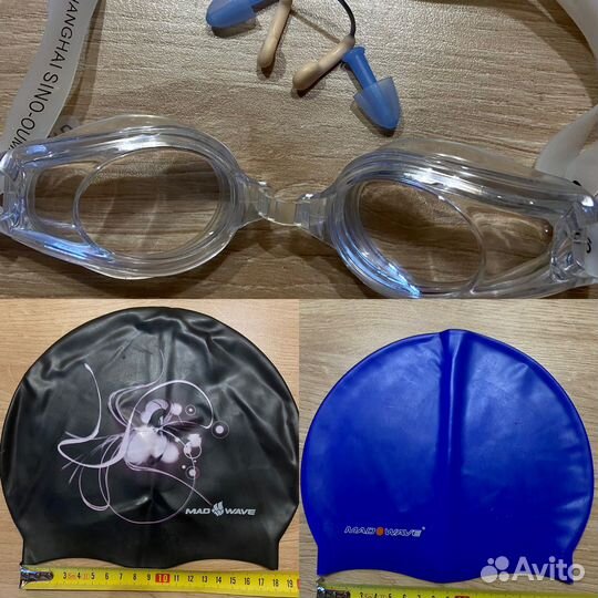 Шапочка и очки для плаванья женские новые