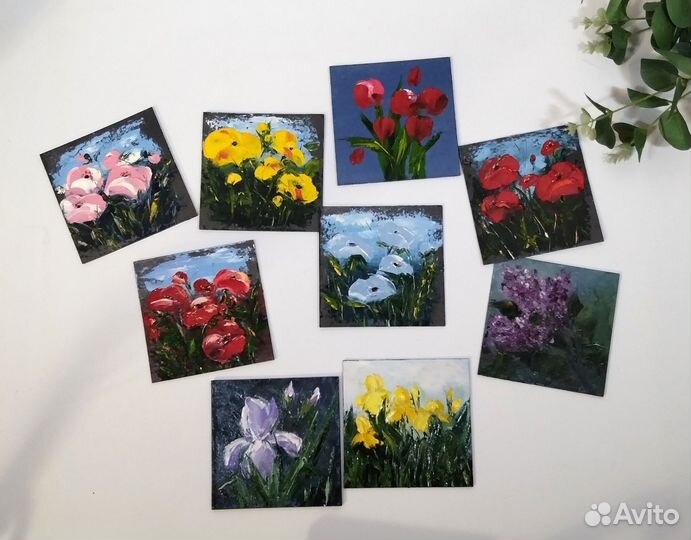Картины маслом миниатюры Цветы Картины для подарка