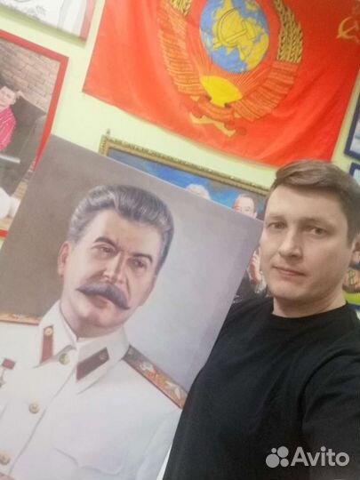 Портрет Сталина И. В на холсте 50х70см