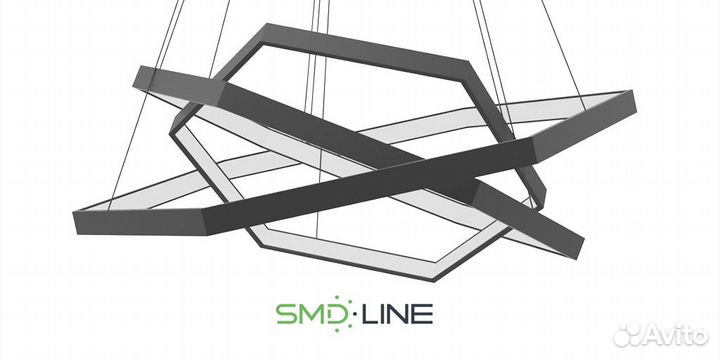 Светодиодная люстра в форме 3-х Шестигранников