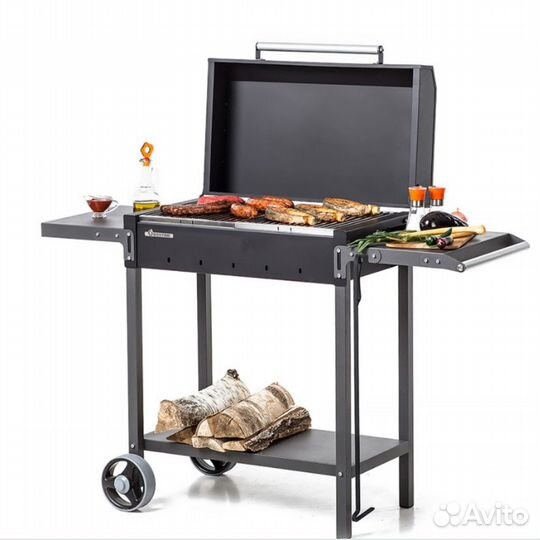 Мангал с крышкой, полками и колесами