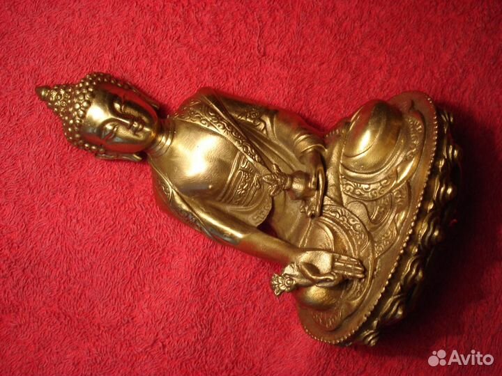 Бюст Будда Медицина Сосуд Ву Лу Тибет Бронза 15 см