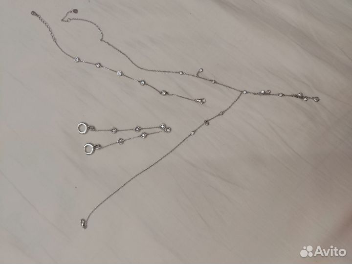 Серьги, колье, кольца серебро