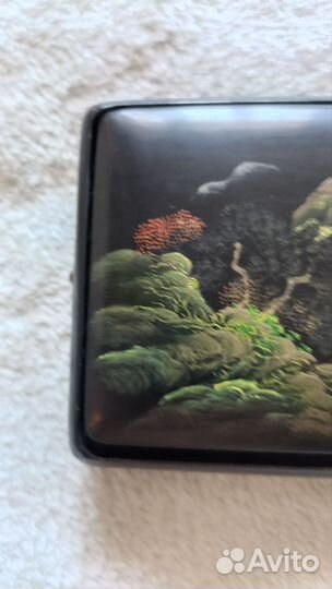 Портсигар старый Китай. Дерево, роспись