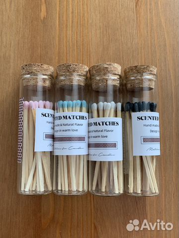 Спички цветные 7,5см в стеклянной колбе для свечей