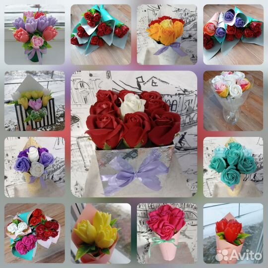 Мыльные букеты и мыло ручной работы