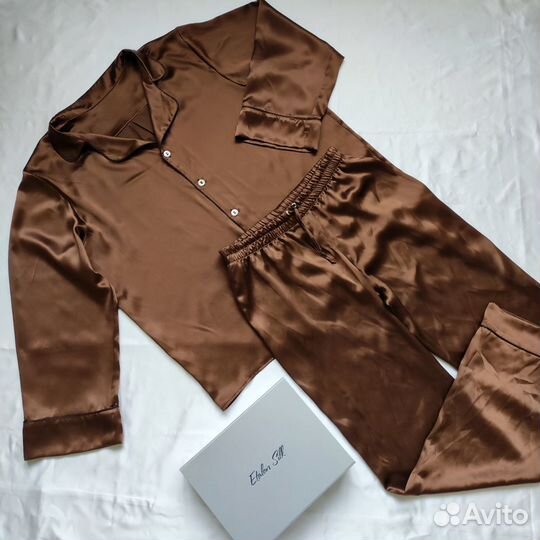 Пижама из натурального шёлка, мужская, шоколад