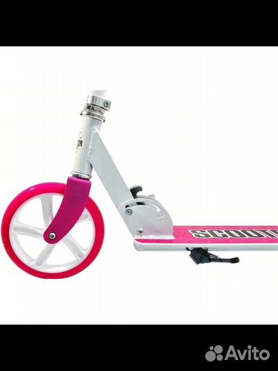 Самокат городской с ножным тормозом розовый