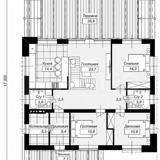 Дом 140 м² на участке 10 сот.