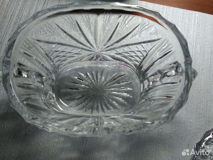 Салатница хрустальная с крышкой. Раритет. СССР