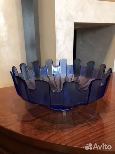 Ваза /фруктовница винтаж кобальтовое стекло 60