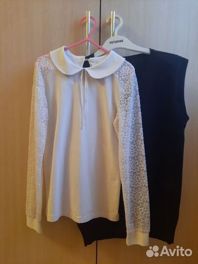 Школьная форма для девочки, блузка, брюки, жилет