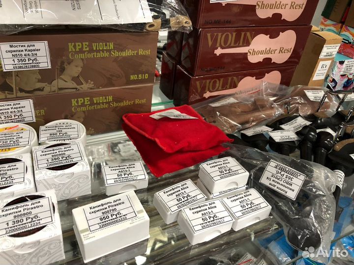 Смычки, аксессуары, фурнитура, струны для скрипки