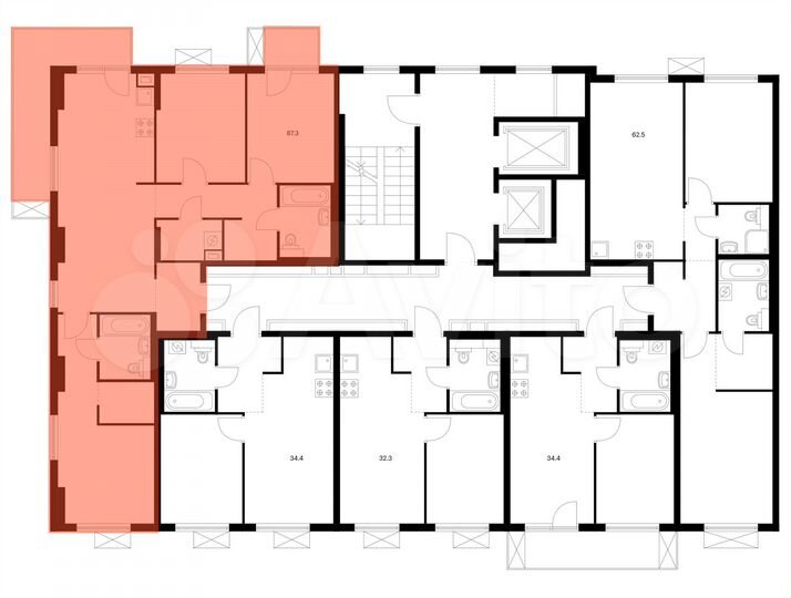 3-к. квартира, 87,3 м², 3/11 эт.