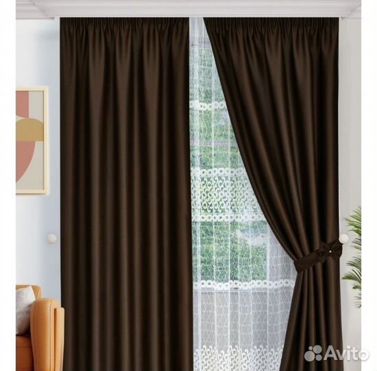 Комплект штор Мона блекаут высота 2.8 коричневые