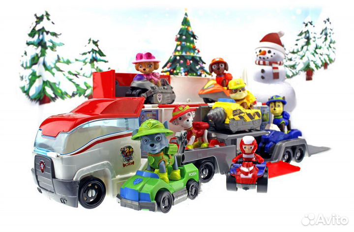 Автовоз 44 см. и 7 машинок с фигурками (Щенячий па