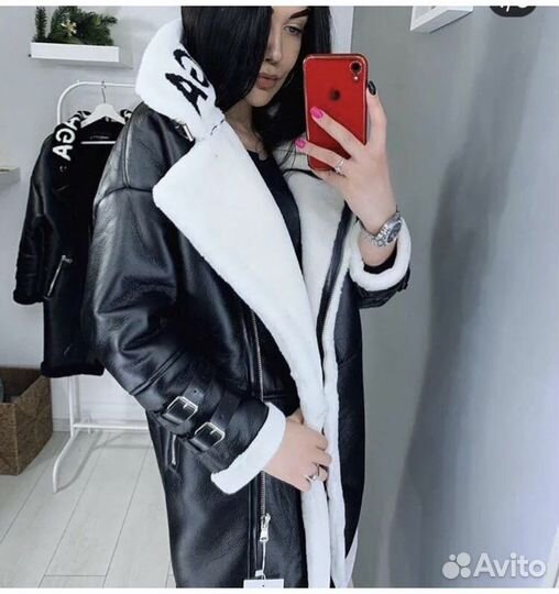 Дубленка удлиненная авиатор