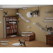 Когтеточки, гамачки, настенные комплексы для кошек