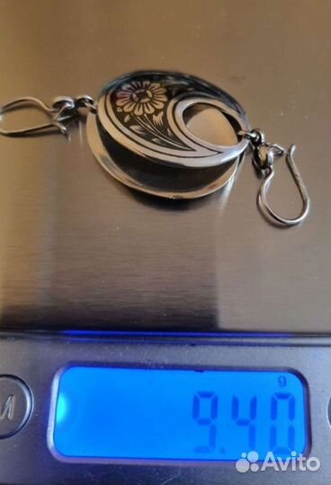 Брошь северная чернь и серьги