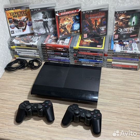 PlayStation 3 Super Slim 500Gb + 55Игр + 2Геймпада