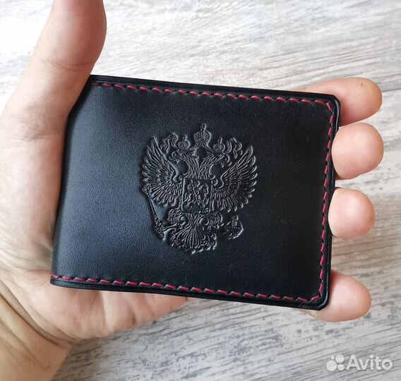 Обложка для удостоверения герб РФ из кожи