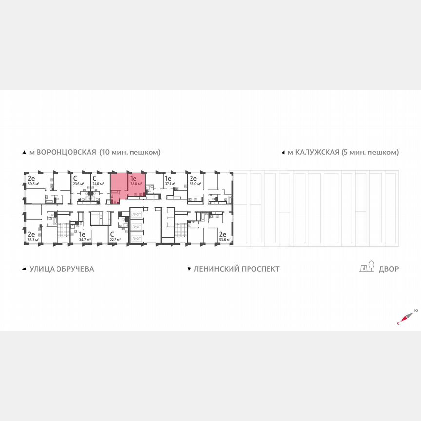 1-к. квартира, 38 м², 40/58 эт.