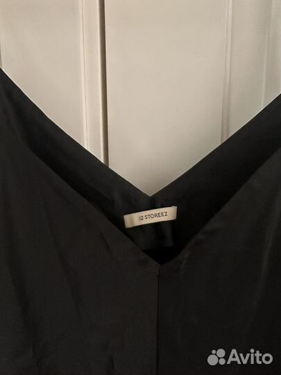 12 storeez платье черное атласное размер m