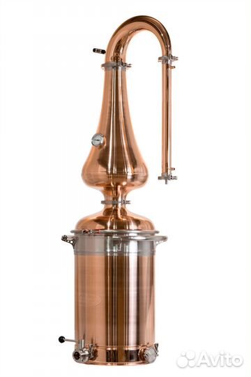 Медный самогонный аппарат 68 л со шлемом Premium