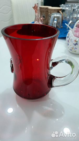 Кружка пивная из красного стекла СССР