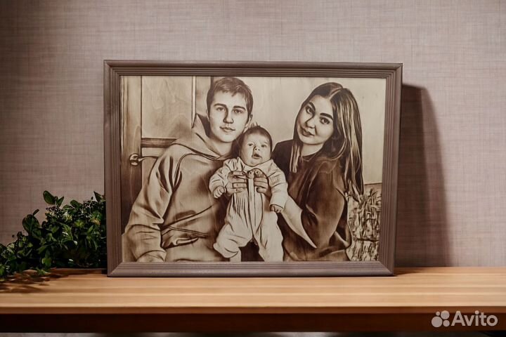 Портреты, картины по фото выжженные на дереве