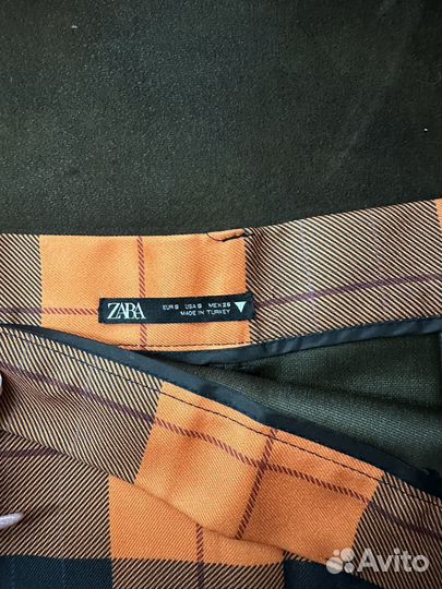 Юбка zara миди в клеточку яркая оранжевая