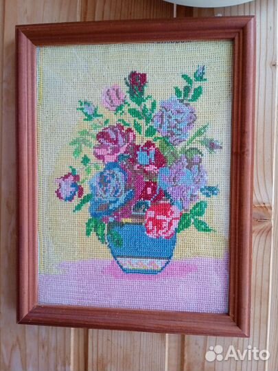 Розы, вышивка крестом