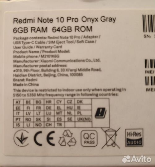 Xiaomi Redmi Note 10 Pro, 6/64 ГБ