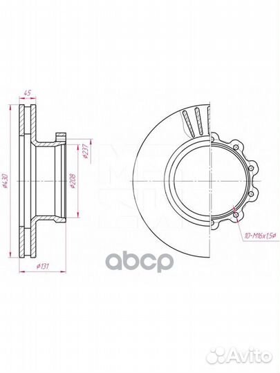 M2000001 диск тормозной 430/208x45/131 10n-237
