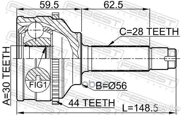 ШРУС наружный 30x56x28 (mazda 626 GF 1997-2002)