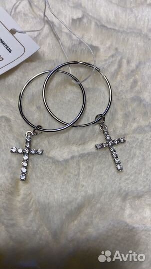 Серьги кольца серебренные 925 пр