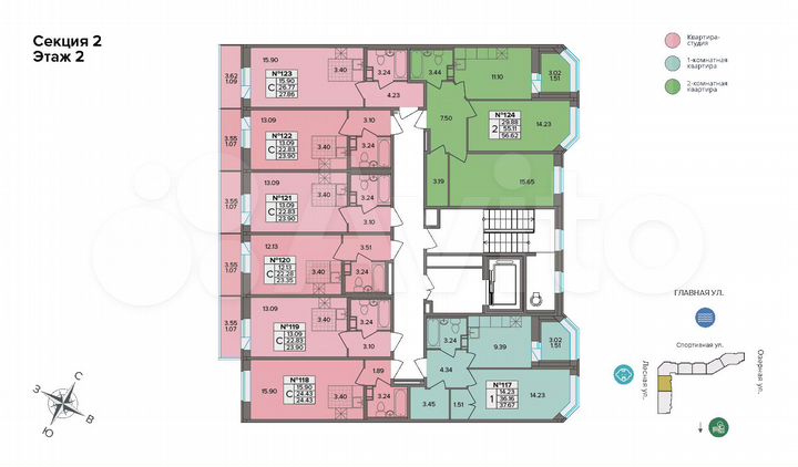Квартира-студия, 23,4 м², 2/9 эт.