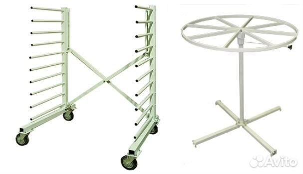 Поворотные столы, раздвижная тележка, стелаж
