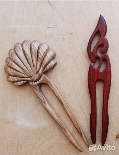 Заколки-шпильки из натурального дерева