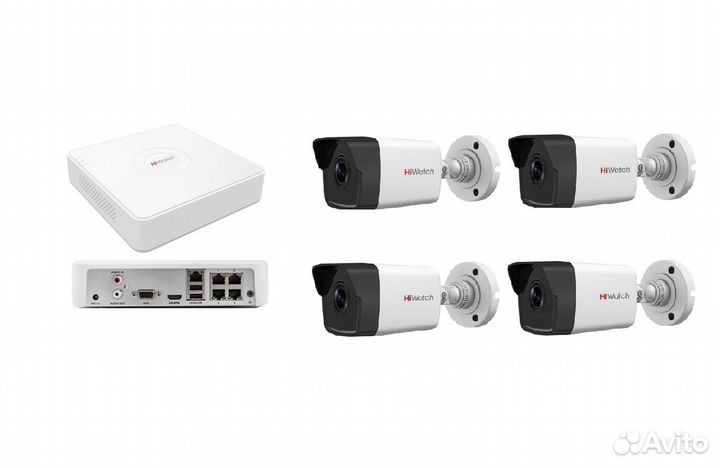 Комплект видеонаблюдения IP HiWatch 4 камеры