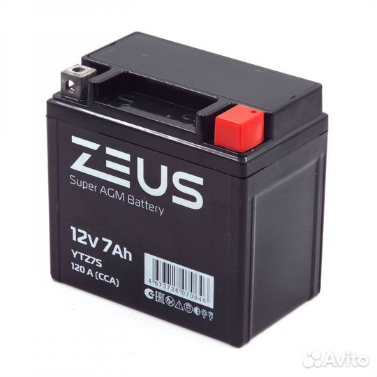 Аккумулятор zeus super AGM 7 Ач о.п. (YTZ7S)