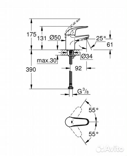 Смеситель для раковины grohe Euroeco