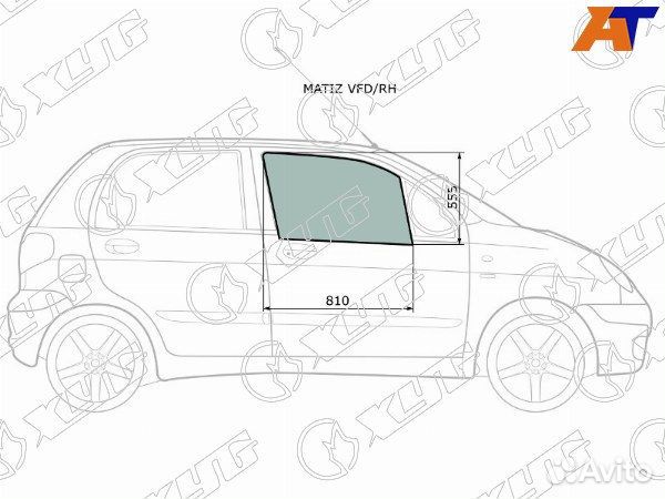 Стекло боковое опускное daewoo matiz