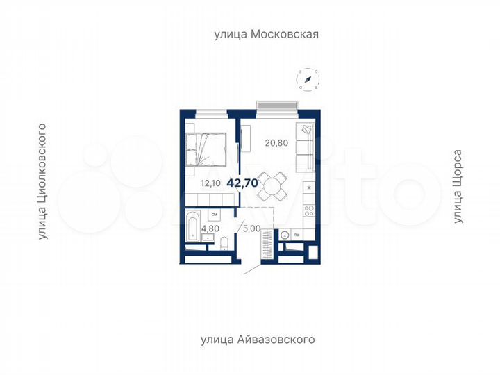 1-к. квартира, 42,7 м², 26/30 эт.