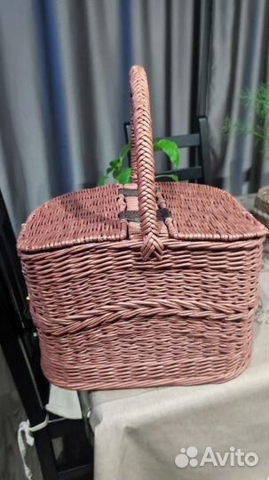 Корзина плетеная из бумажной лозы ручная работа
