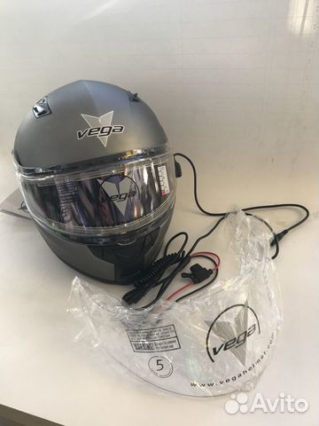 Шлем снегоход.Vega Spark c подогревом серо-матовый