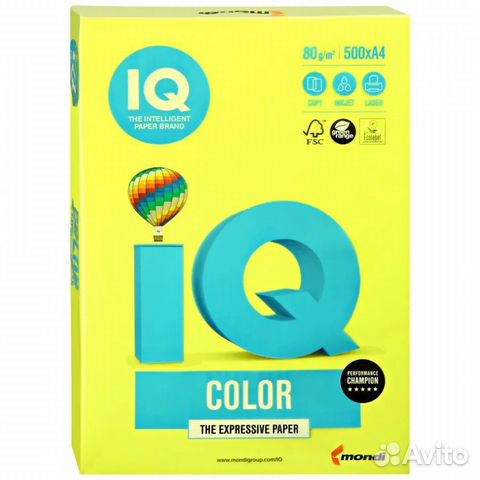 Офисная цветная бумага IQ Color, А4, 500 листов, 8