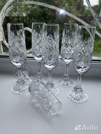 Хрустальные фужеры для шампанского СССР