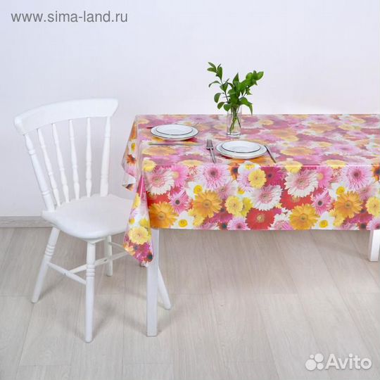 Клеёнка столовая на тканевой основе «Герберы», 1,2